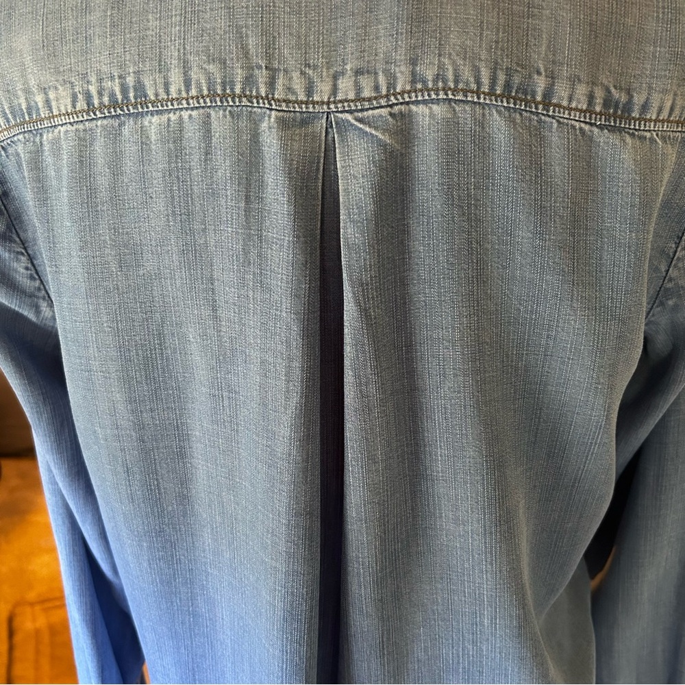 Cloth and Stone Chambray Tunic Boho tie up, long sleeve top Anthropologie, Med - Picture 4 of 11